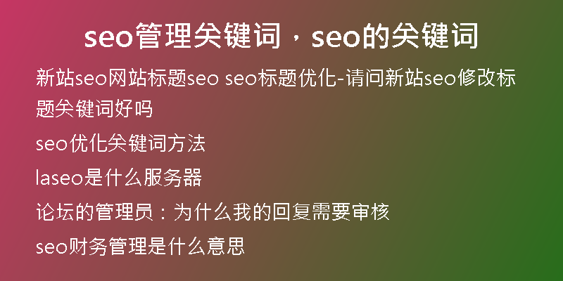 seo管理关键词,seo的关键词