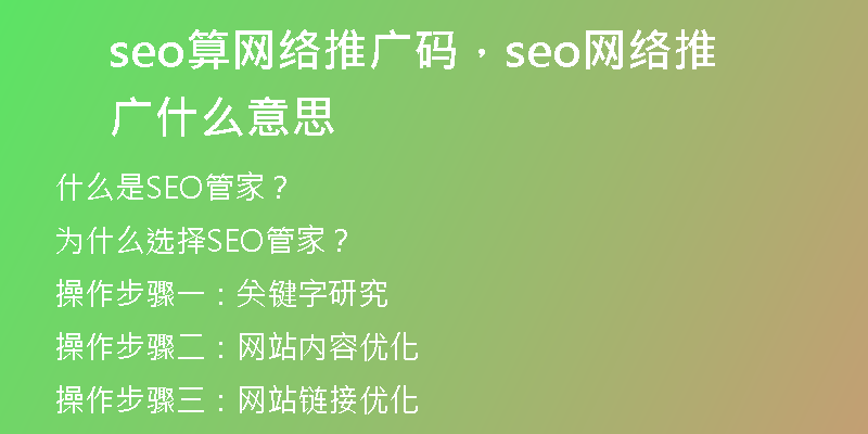 seo算网络推广码，seo网络推广什么意思