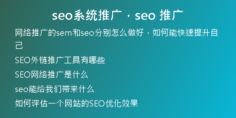 seo系统推广，seo 推广