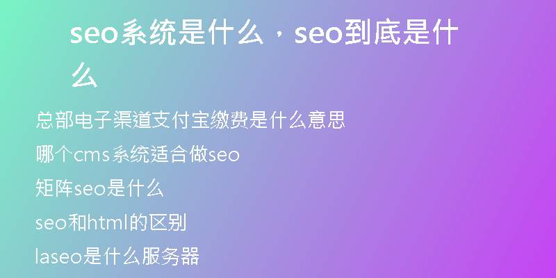 seo系统是什么，seo到底是什么