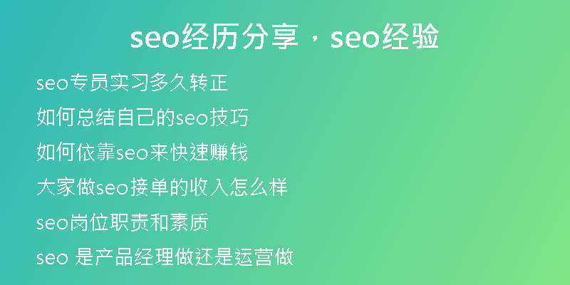 seo经历分享，seo经验