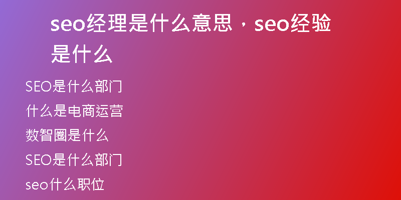 seo经理是什么意思，seo经验是什么