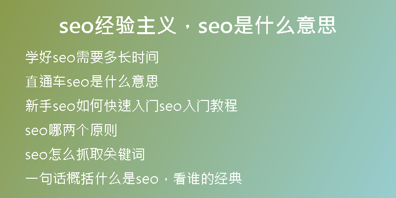 seo经验主义，seo是什么意思