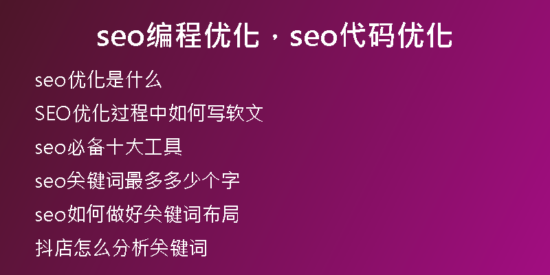 seo编程优化，seo代码优化