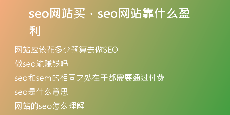 seo网站买，seo网站靠什么盈利