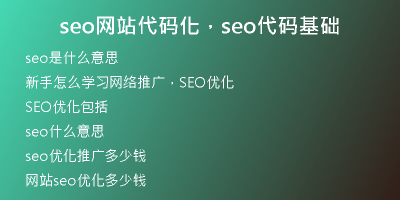 seo网站代码化，seo代码基础