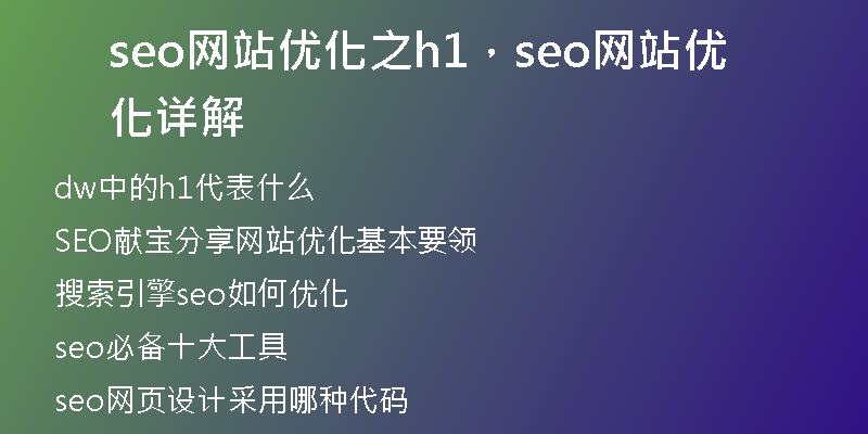 seo网站优化之h1，seo网站优化详解