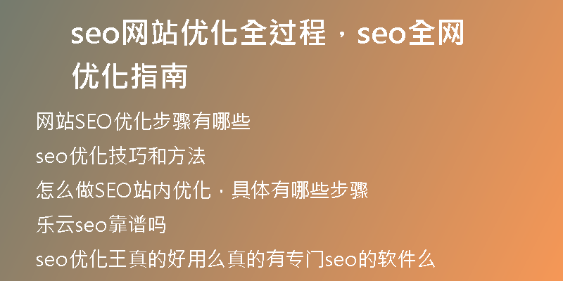 seo网站优化全过程，seo全网优化指南