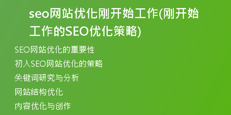 seo网站优化刚开始工作(刚开始工作的SEO优化策略)