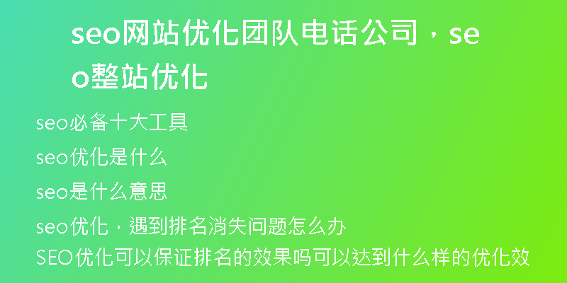 seo网站优化团队电话公司，seo整站优化