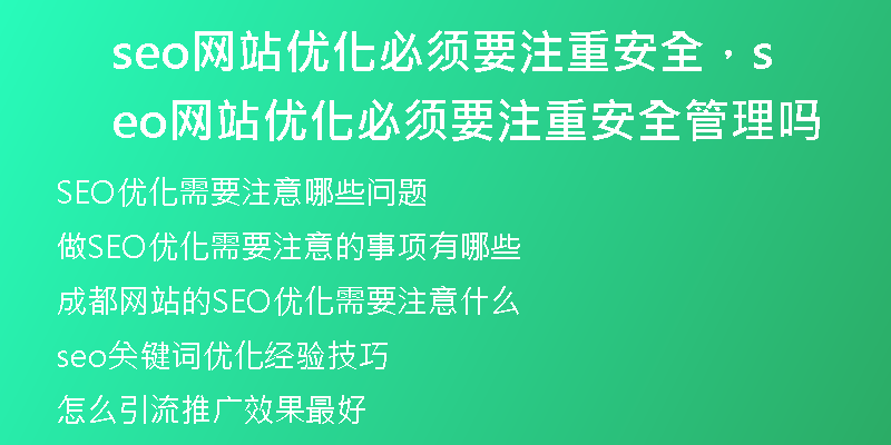 seo网站优化必须要注重安全，seo网站优化必须要注重安全管理吗
