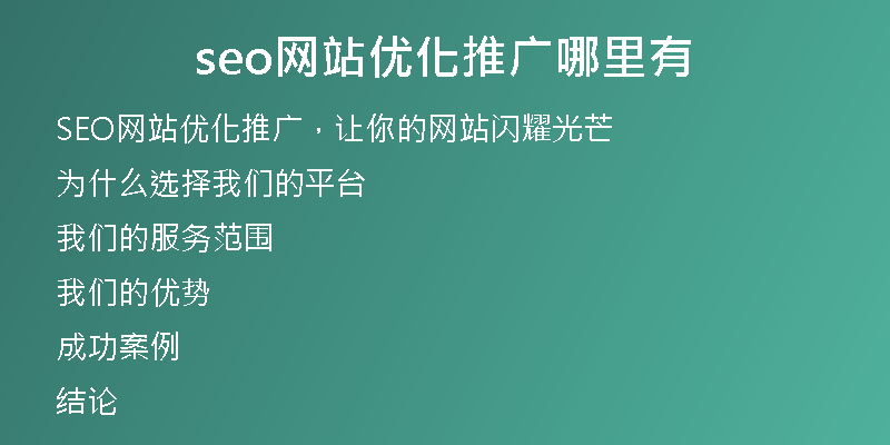 seo网站优化推广哪里有