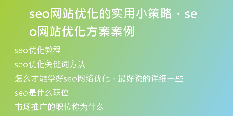 seo网站优化的实用小策略，seo网站优化方案案例