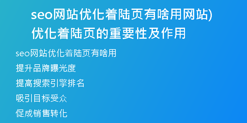 seo网站优化着陆页有啥用网站优化着陆页的重要性及作用)
