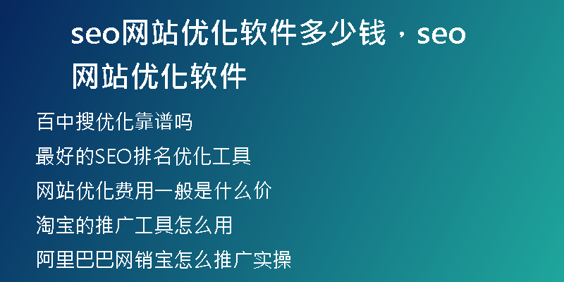 seo网站优化软件多少钱，seo网站优化软件