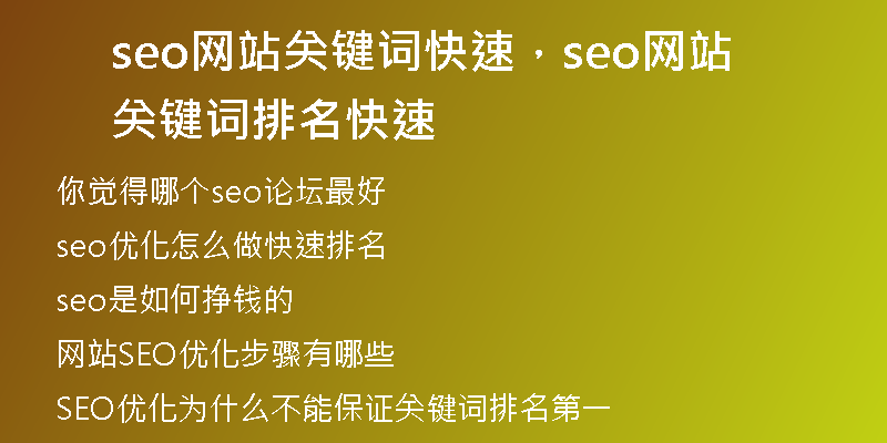 seo网站关键词快速，seo网站关键词排名快速