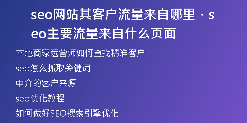 seo网站其客户流量来自哪里，seo主要流量来自什么页面