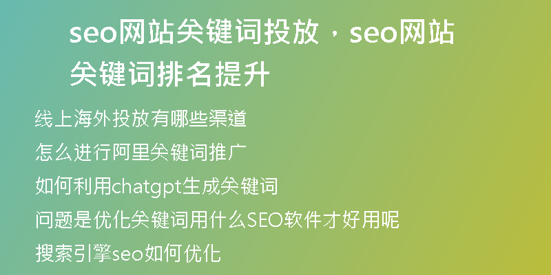 seo网站关键词投放，seo网站关键词排名提升