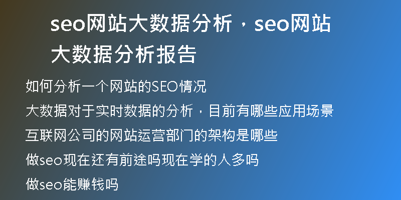 seo网站大数据分析，seo网站大数据分析报告