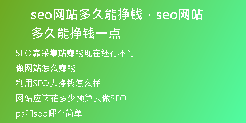 seo网站多久能挣钱，seo网站多久能挣钱一点