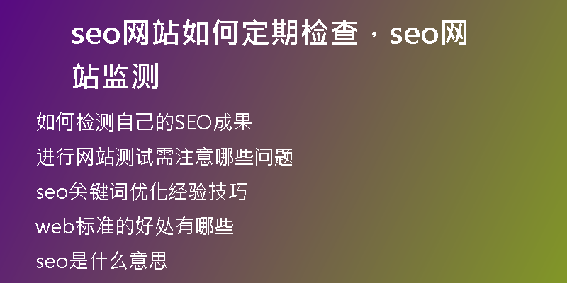 seo网站如何定期检查,seo网站监测