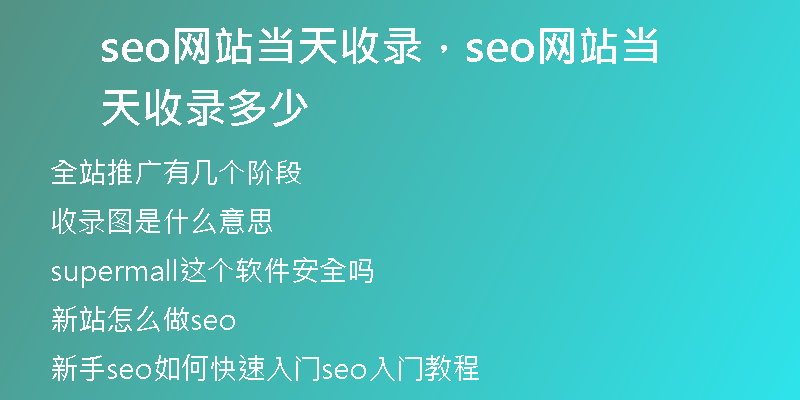 seo网站当天收录，seo网站当天收录多少