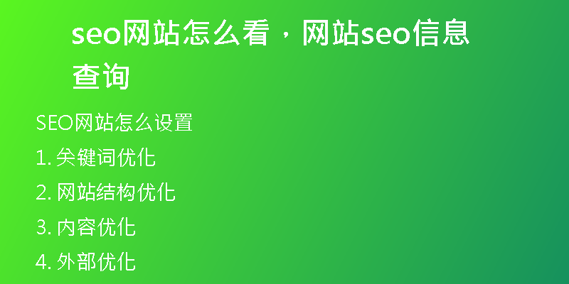 seo网站怎么看，网站seo信息查询