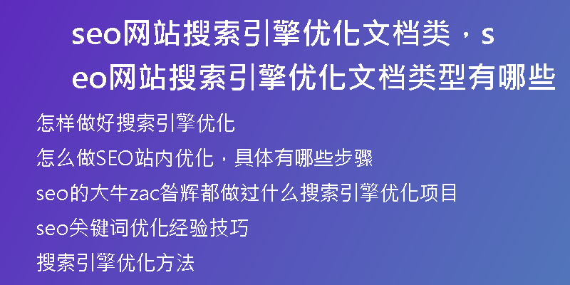 seo网站搜索引擎优化文档类，seo网站搜索引擎优化文档类型有哪些