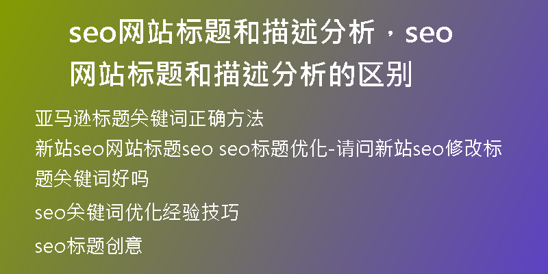 seo网站标题和描述分析，seo网站标题和描述分析的区别
