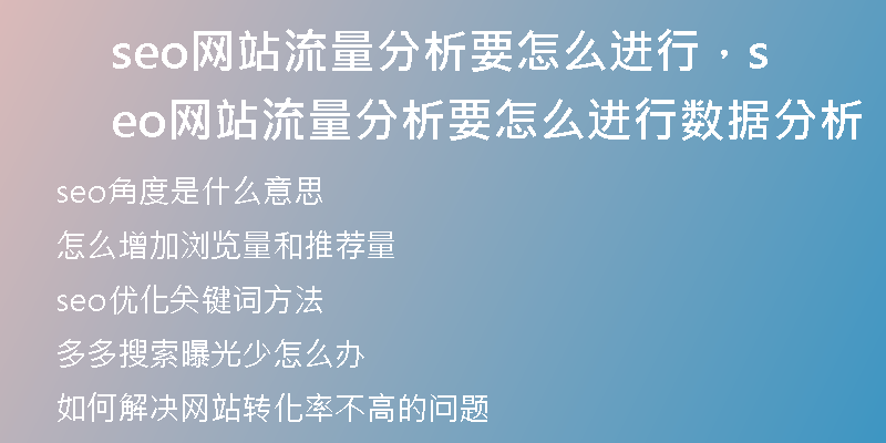 seo网站流量分析要怎么进行，seo网站流量分析要怎么进行数据分析