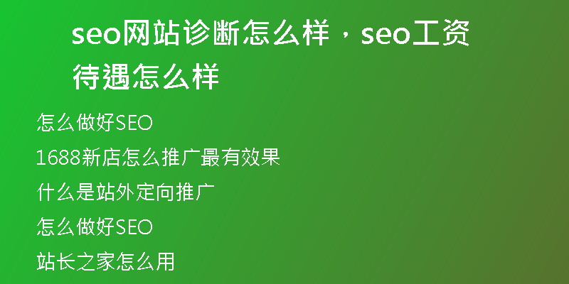 seo网站诊断怎么样，seo工资待遇怎么样
