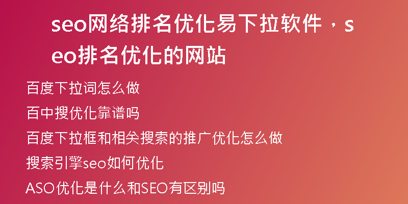 seo网络排名优化易下拉软件，seo排名优化的网站