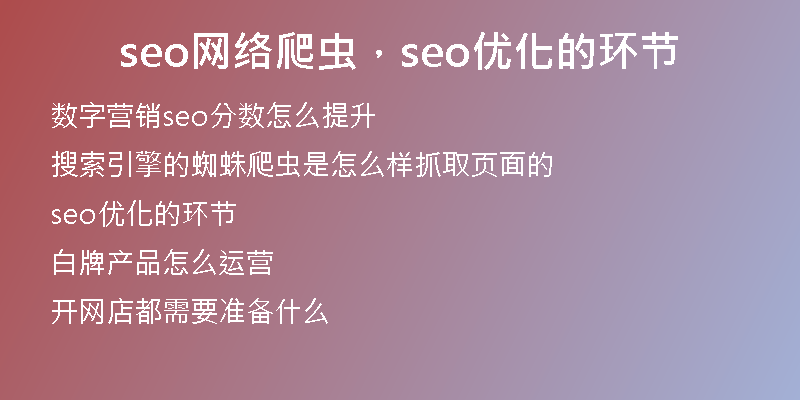 seo网络爬虫，seo优化的环节