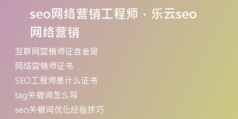 seo网络营销工程师，乐云seo网络营销