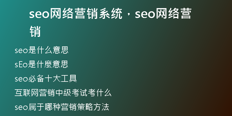 seo网络营销系统，seo网络营销