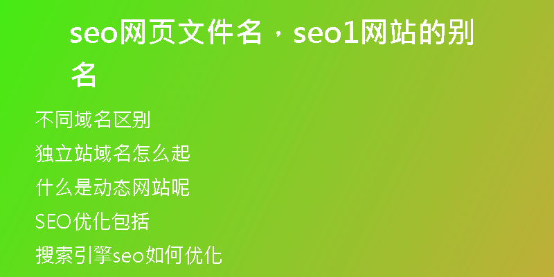 seo网页文件名，seo1网站的别名