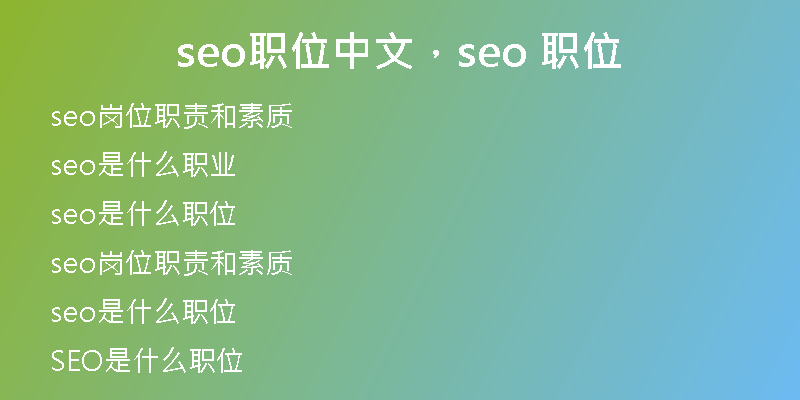 seo职位中文，seo 职位