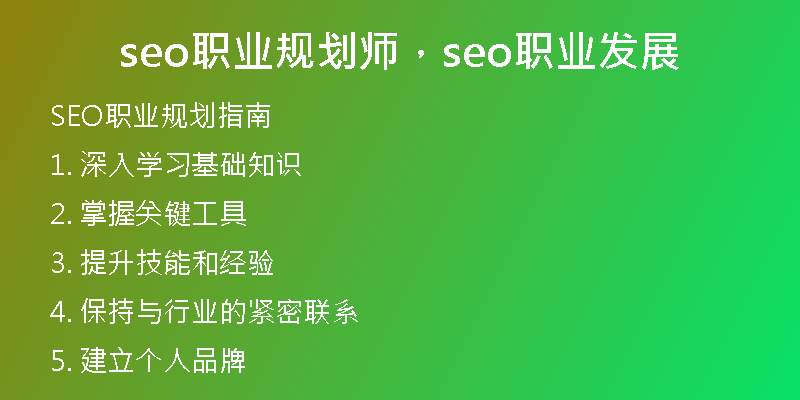 seo职业规划师，seo职业发展