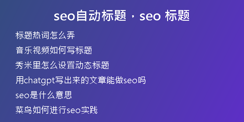 seo自动标题，seo 标题