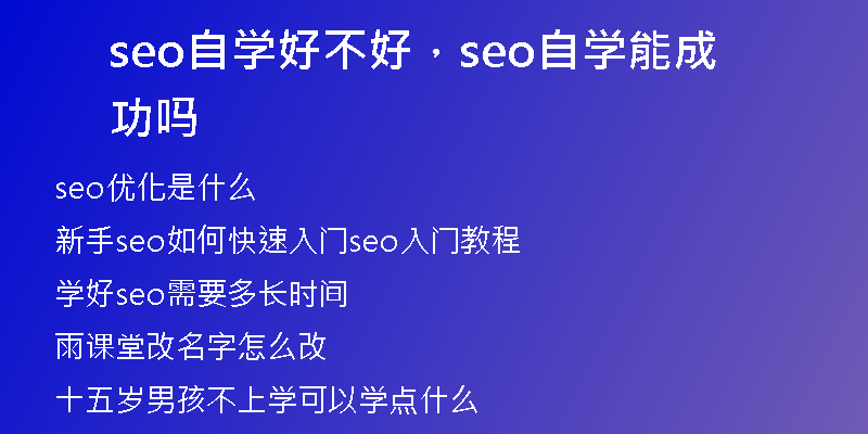 seo自学好不好，seo自学能成功吗