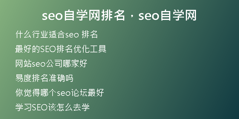 seo自学网排名，seo自学网