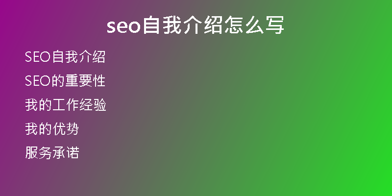 seo自我介绍怎么写