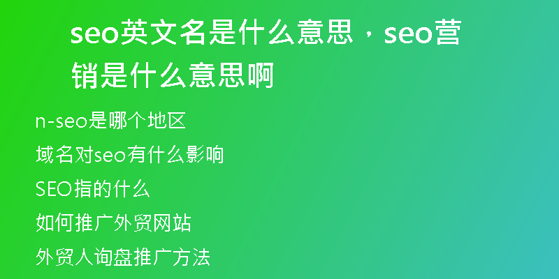 seo英文名是什么意思，seo营销是什么意思啊