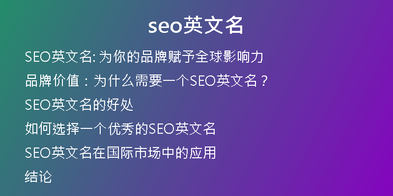 seo英文名