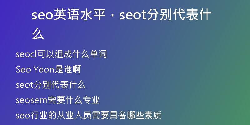 seo英语水平，seot分别代表什么