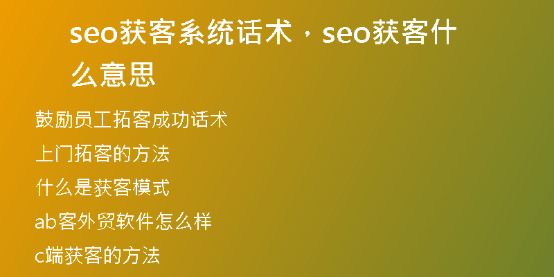 seo获客系统话术，seo获客什么意思