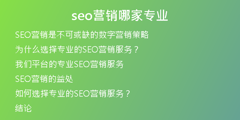 seo营销哪家专业