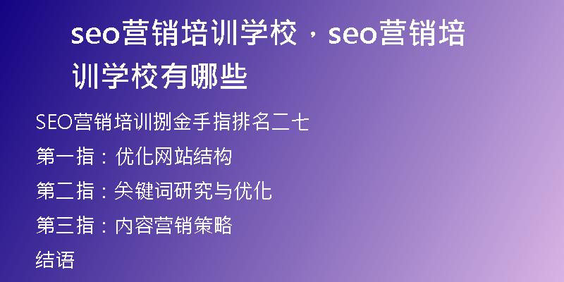 seo营销培训学校，seo营销培训学校有哪些