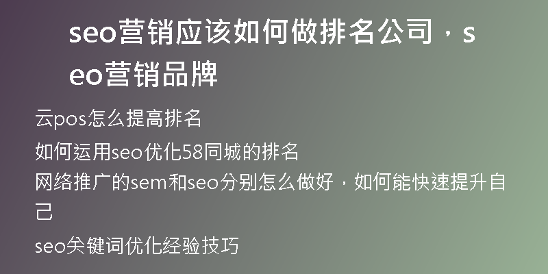 seo营销应该如何做排名公司，seo营销品牌