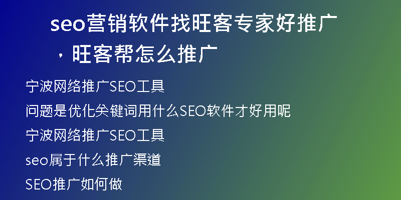 seo营销软件找旺客专家好推广，旺客帮怎么推广